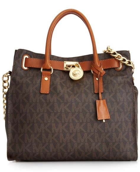 michael kors signature large hamilton tote brown|Michael Kors nouveau Hamilton bag.